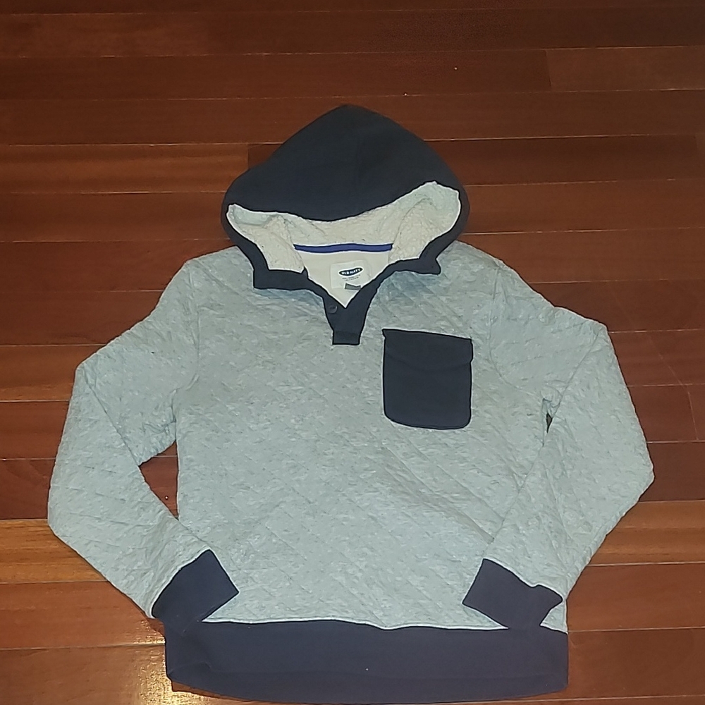 Men's Blue Quilted Hoodie Shirt